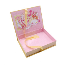 Rigid Cardboard Book Shape Gift Packaging Box Decorative Display Gift Box With Ribbon